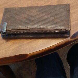 Wrangler Quilted Brown Leather Card Holder